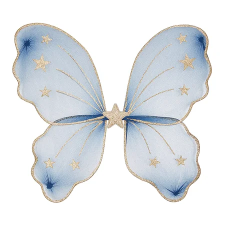Mimi & Lula sommerfugl vinger, blå m.glimmer