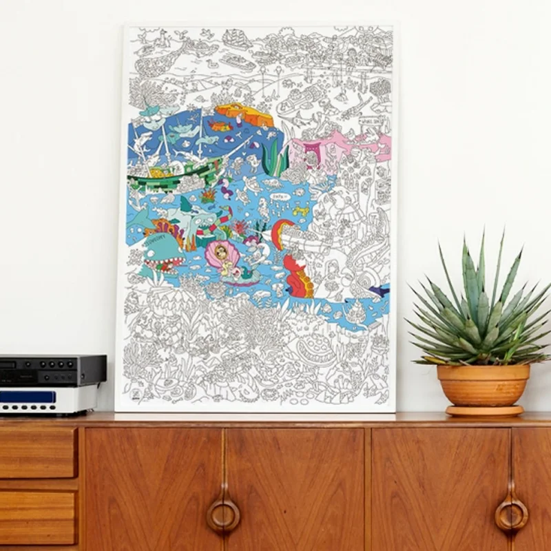 OMY plakat til farvelægning, Ocean