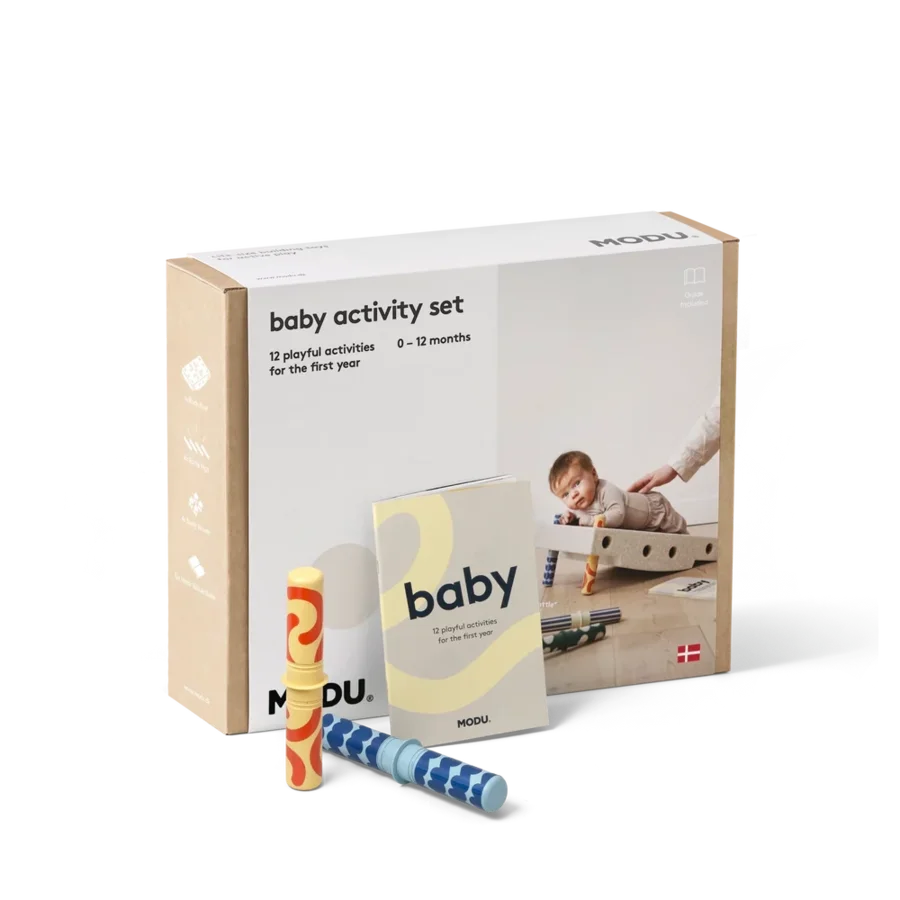 MODU Baby Aktivitets Sæt, 10 Dele - Sand Grey/Honey Yellow