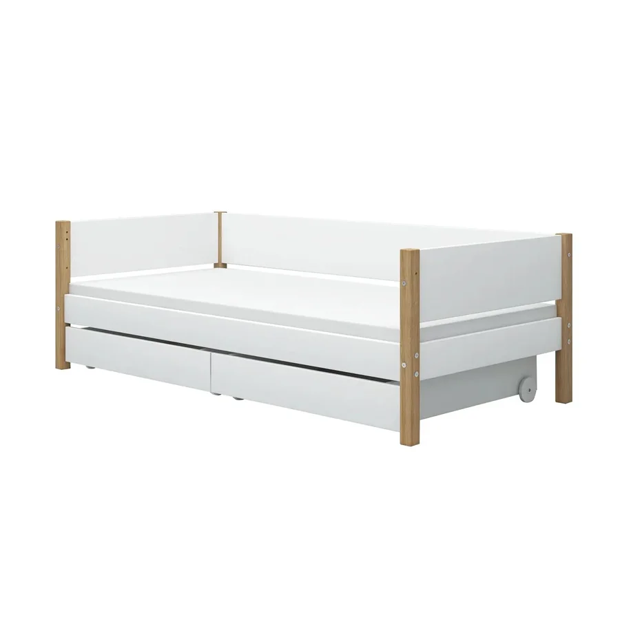 FLEXA Nor Daybed med hoved-, bag- og endegavl, hvid/eg