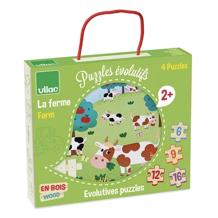 Vilac 4 træ puslespil, bondegården