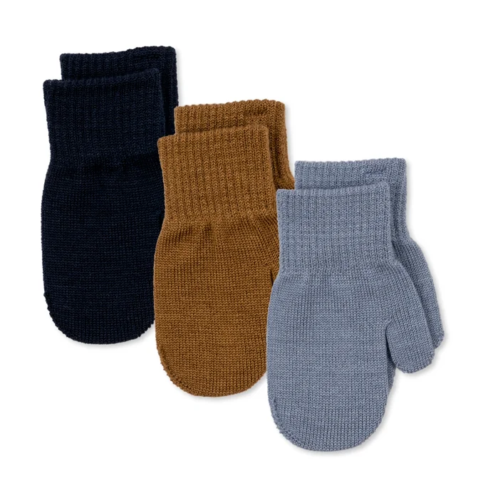 Konges Sløjd 3-pak mitten shitake-stormy-naval