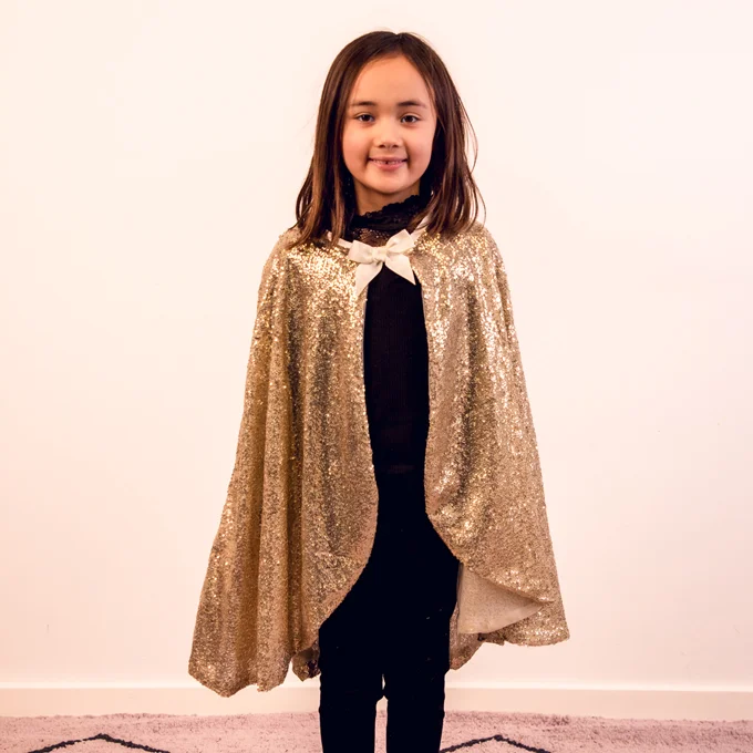 Great Pretenders Gracious paillet kappe, guld str 4-6 år