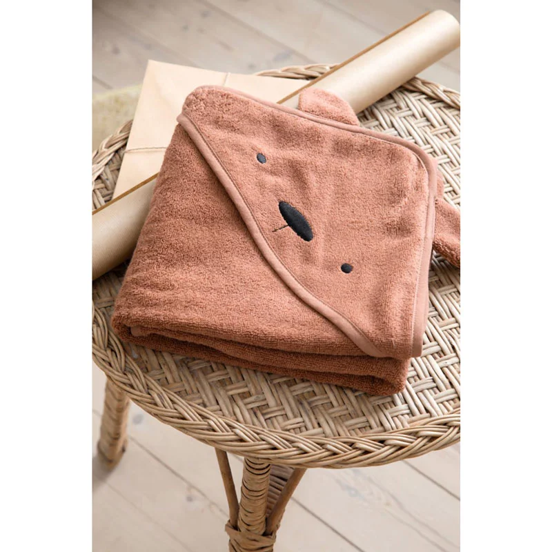 Sebra hættehåndklæde, bjørnen Milo - sweet tea brown