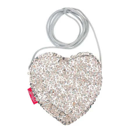 Souza hjertetaske, sølv pailletter