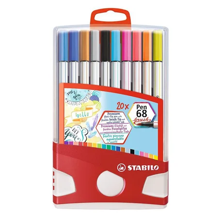 Stabilo tuscher m.penselspids, 20 stk - parade