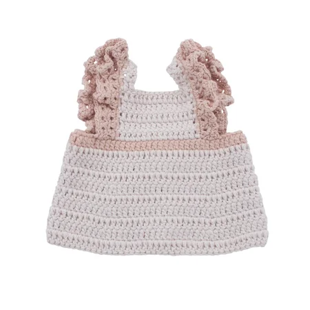 Sebra hæklet dukkekjole, cotton candy pink - 40 cm