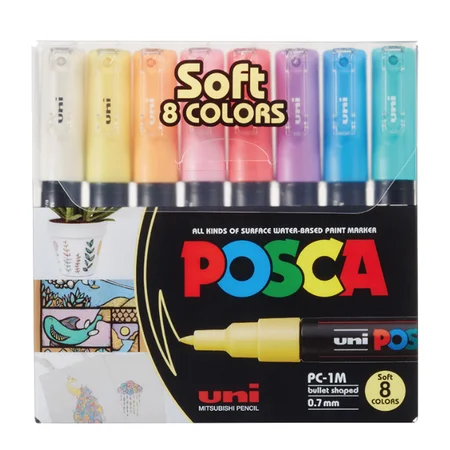 Posca marker PC-1M, 8-pak pastelfarver