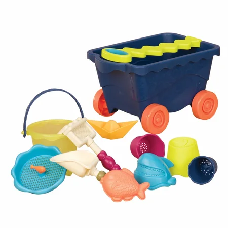 B Toys trækvogn med sandsager, blå