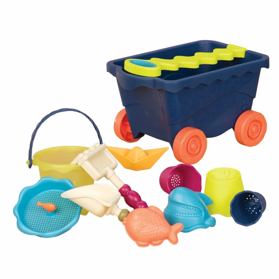 B Toys trækvogn med sandsager, blå