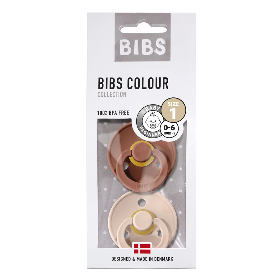 BIBS 2er-Pack runde Schnuller, Größe 1 - Woodchuck/Blush