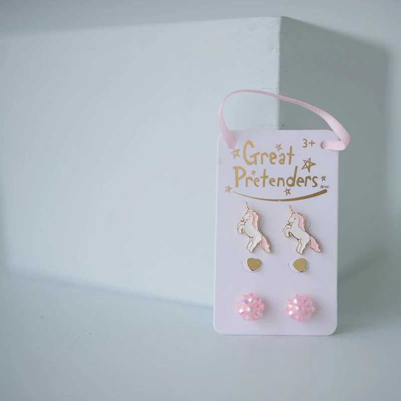 Great Pretenders 3 øreringe, enhjørning