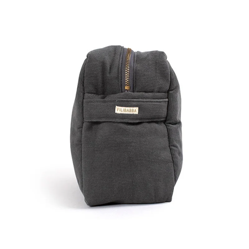 Filibabba stor toilettaske babyfløjl, Stone Grey