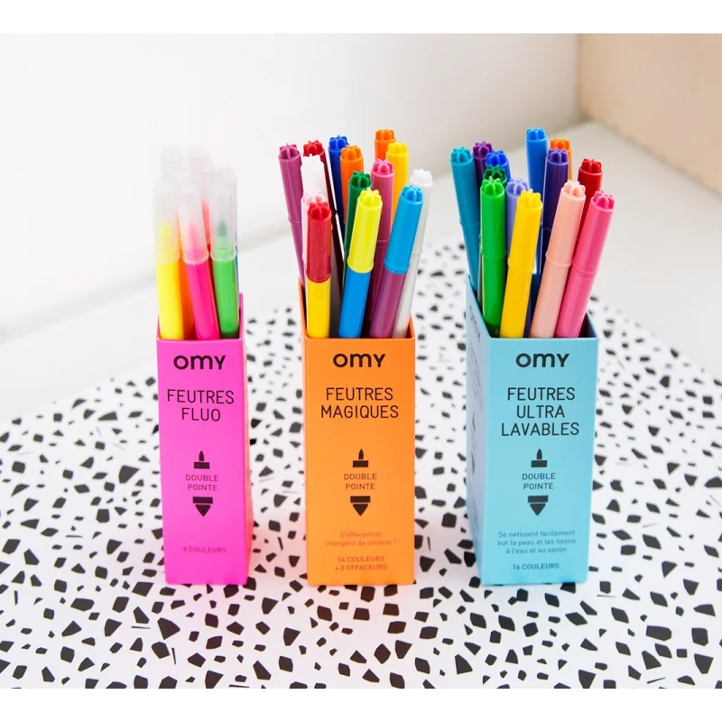 OMY tuscher med tyk og tynd spids, 16 stk vaskbare