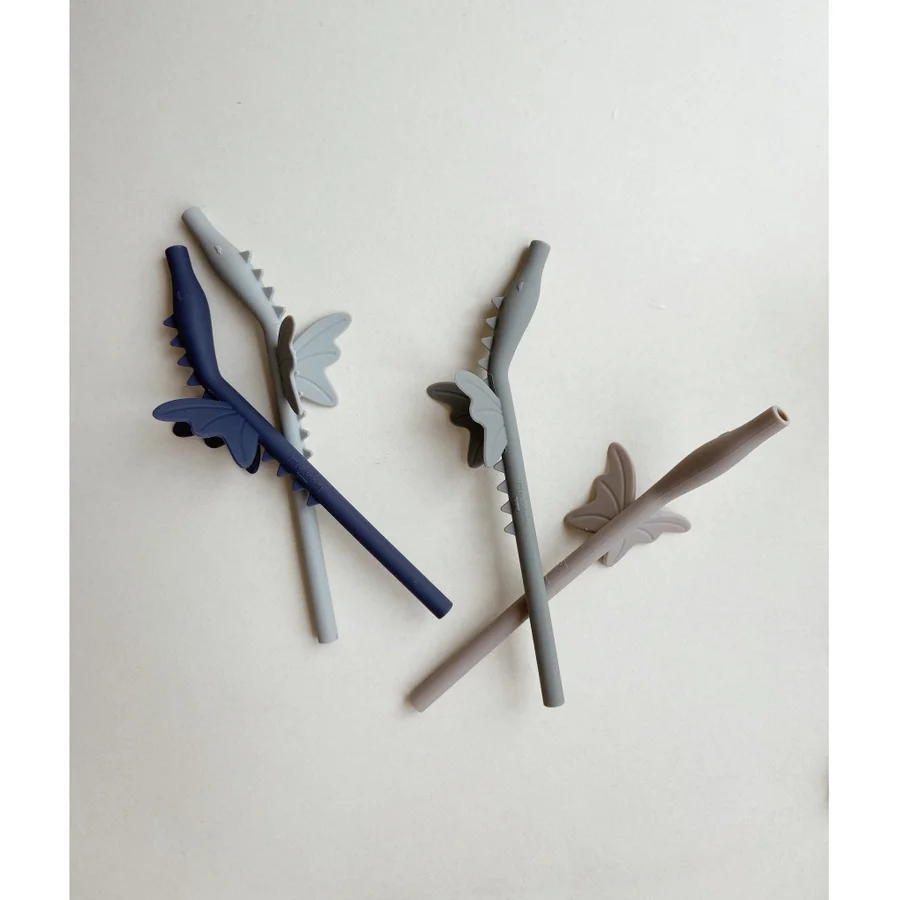 Konges Sløjd 4-pak silikone sugerør, dragon forest mix