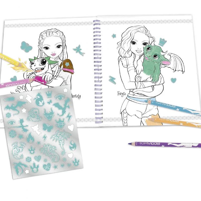 TOPModel Malebog m/pailletter DRAGON LOVE