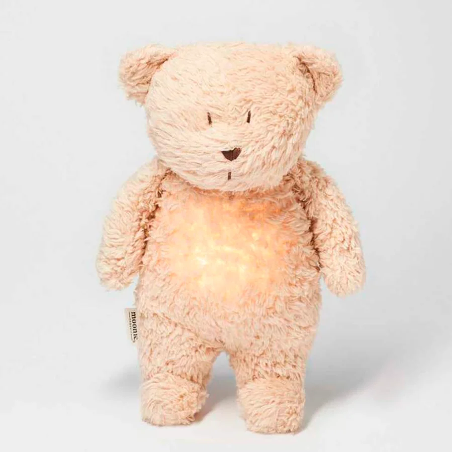 Moonie Organic Humming Bjørn med lampe, Sand