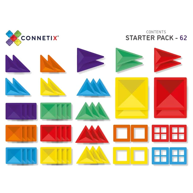 Connetix byggemagneter, Starter Pack - 62 dele