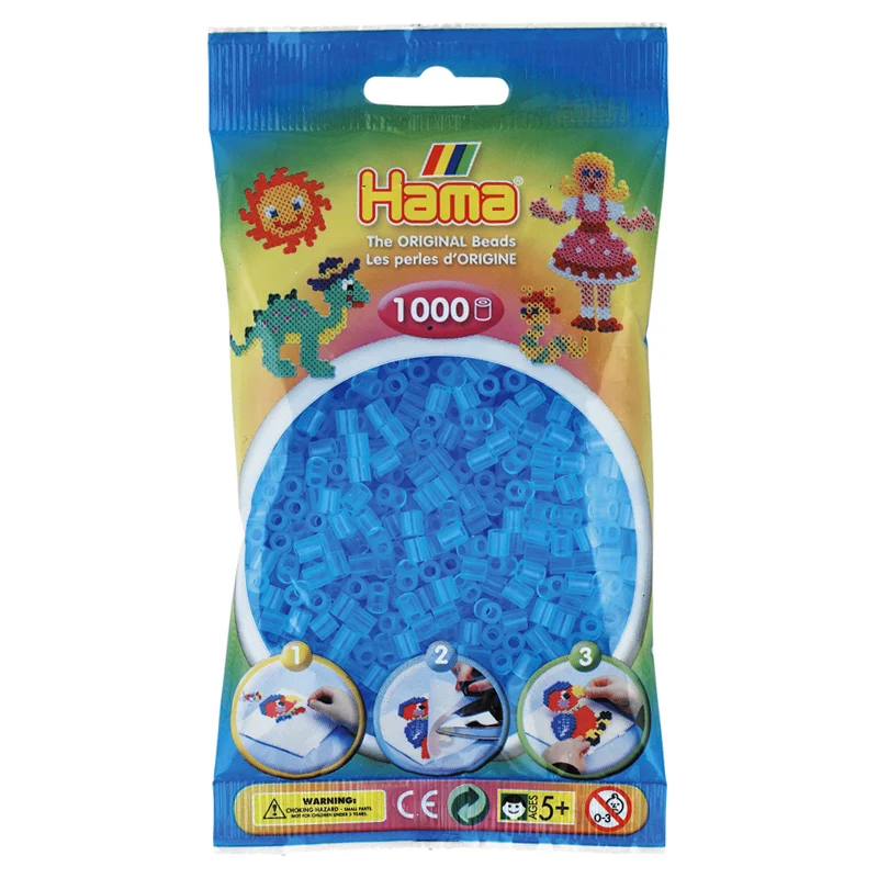 Hama perler 1000 stk transparent lyseblå, frv 73