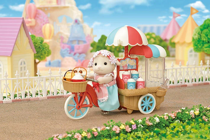 Sylvanian Families, cykel m. popcornvogn og mor får