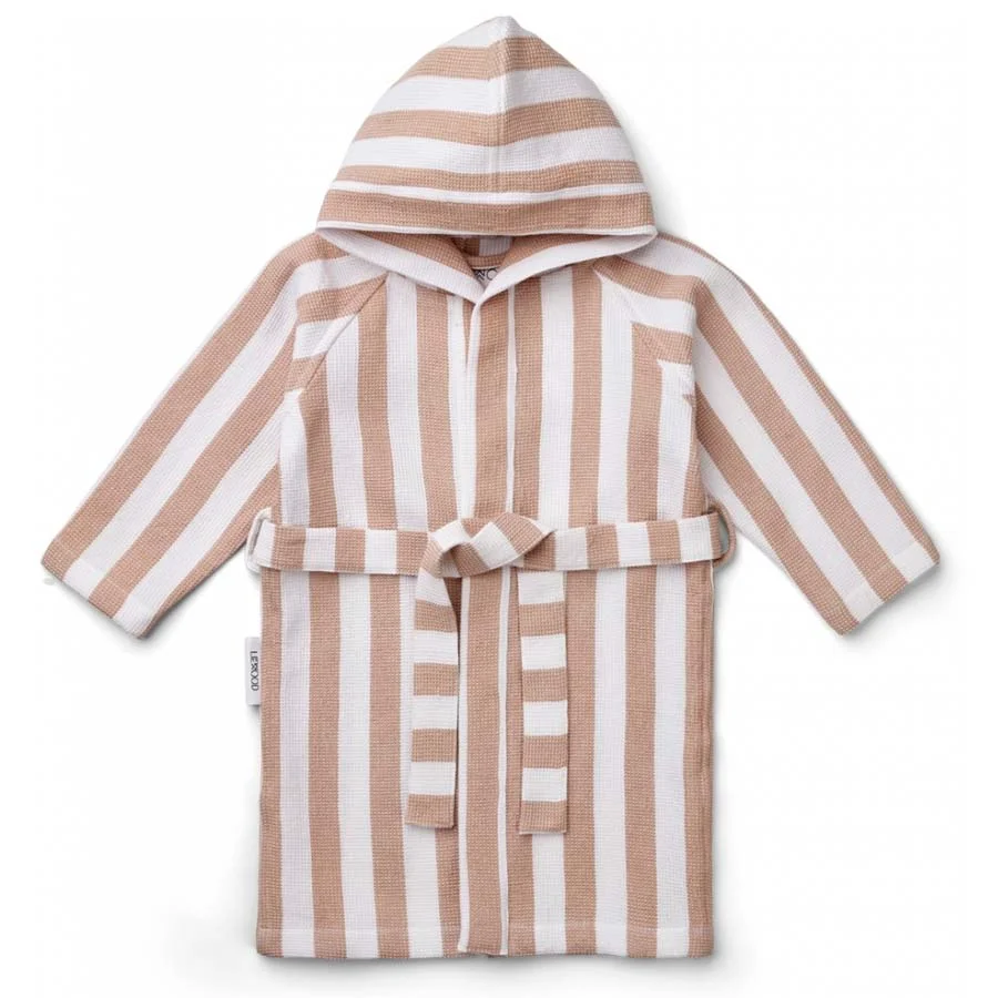 Liewood waffle badekåbe, strib - pale tuscany/white