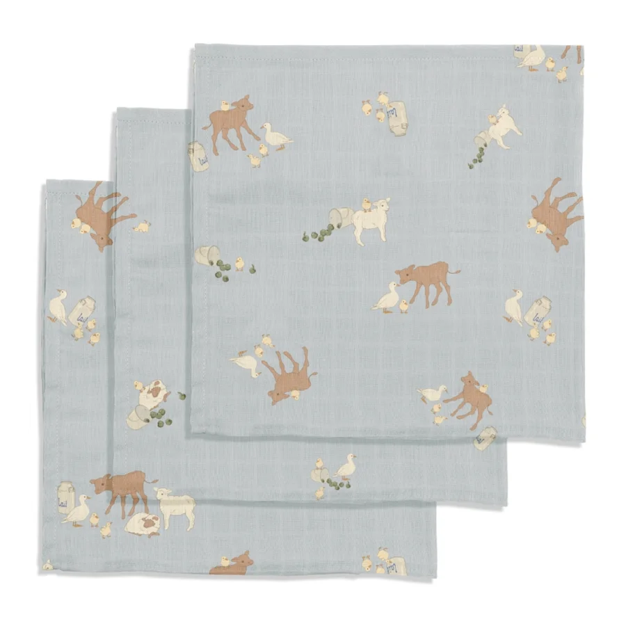 Konges Sløjd 3-pak stofbleer, Farm Blue