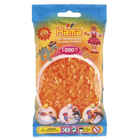 Hama perler 1000 stk neon orange transparent, frv 38