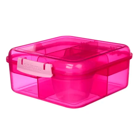 Sistema Bento Cube opdelt madkasse inkl bæger, pink, 1,25L