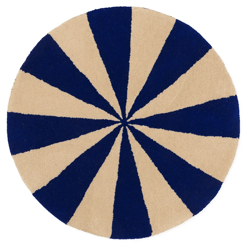 Ferm Living tufted tæppe Ø130 cm, Arch - Bright Blue/Off White