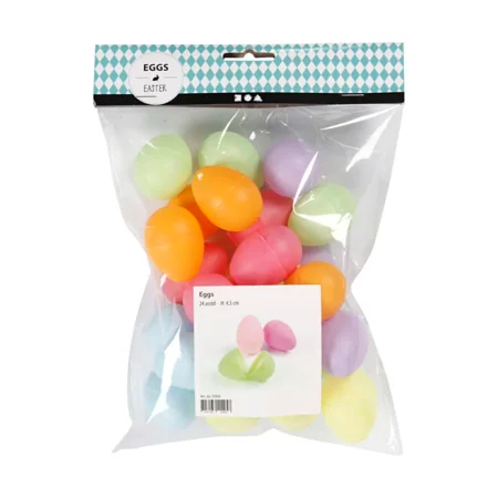 Farvede plastæg to-delt, 12 stk 4,5 cm
