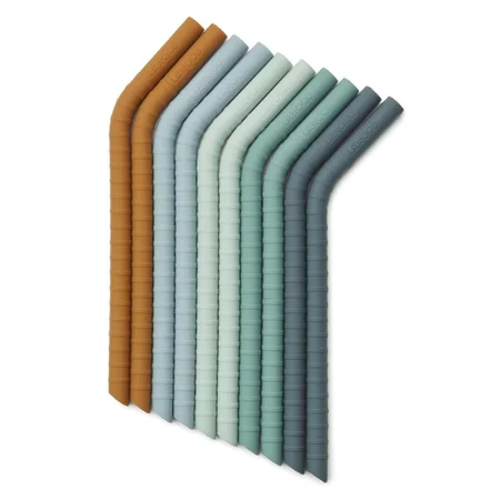 Liewood 10-pak silikone sugerør m.knæk, Dusty mint