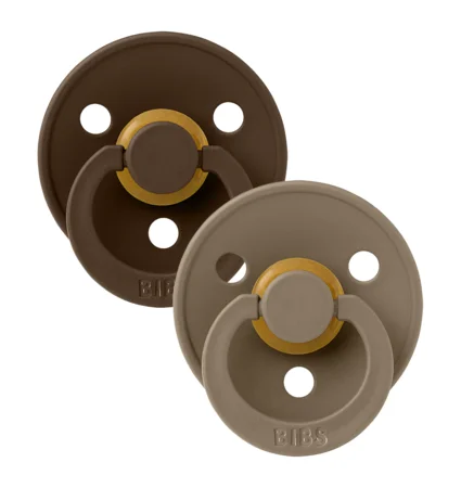 Bibs 2-pak rund sut, str 2 - Mocha/Dark Oak