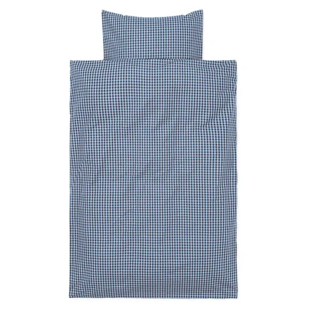 Ferm Living voksen sengetøj, Faded Blue/Chocolate