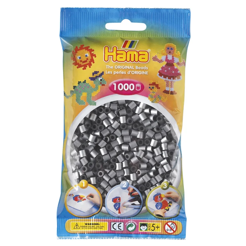 Hama Perler 1000 stk sølv, frv 62