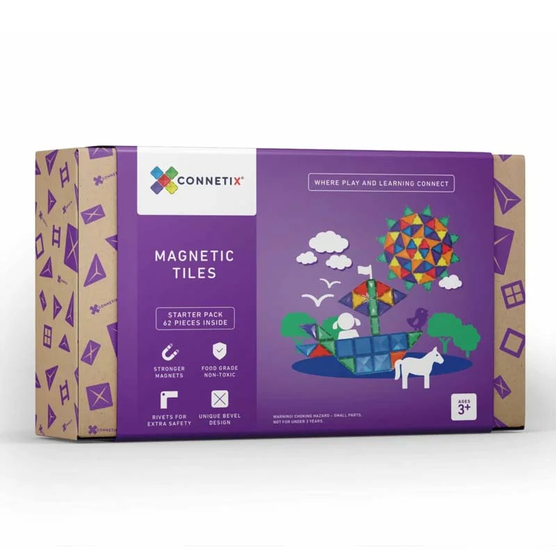 Connetix byggemagneter, Starter Pack - 62 dele