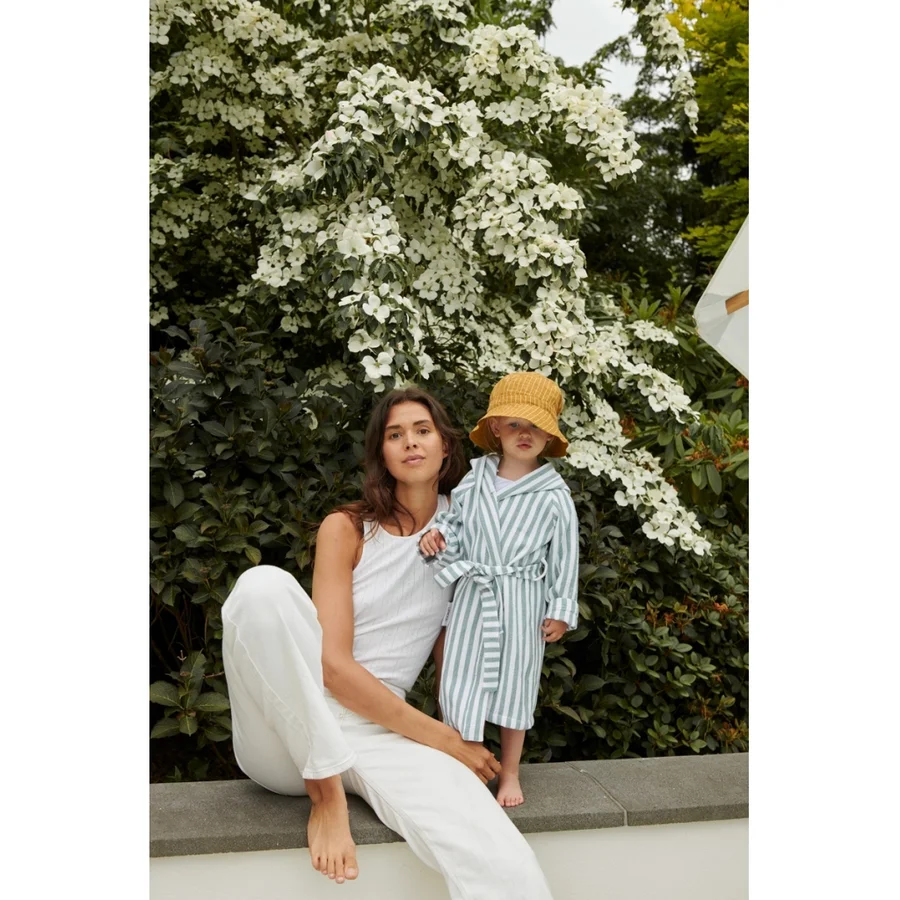 Liewood waffle badekåbe, strib - peppermint/white