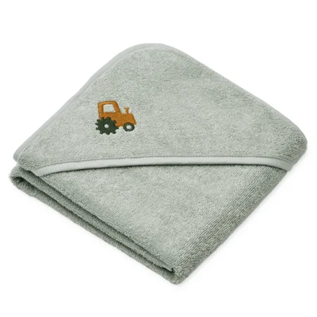 Liewood Batu babyhåndklæde med hætte. Vehicles Dove Blue