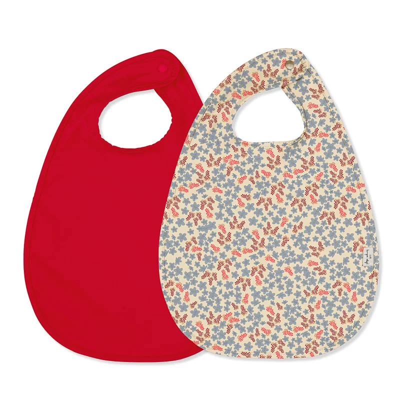 Konges Sløjd 2-pak hagesmæk, Champ Bleu/Barbados Cherry