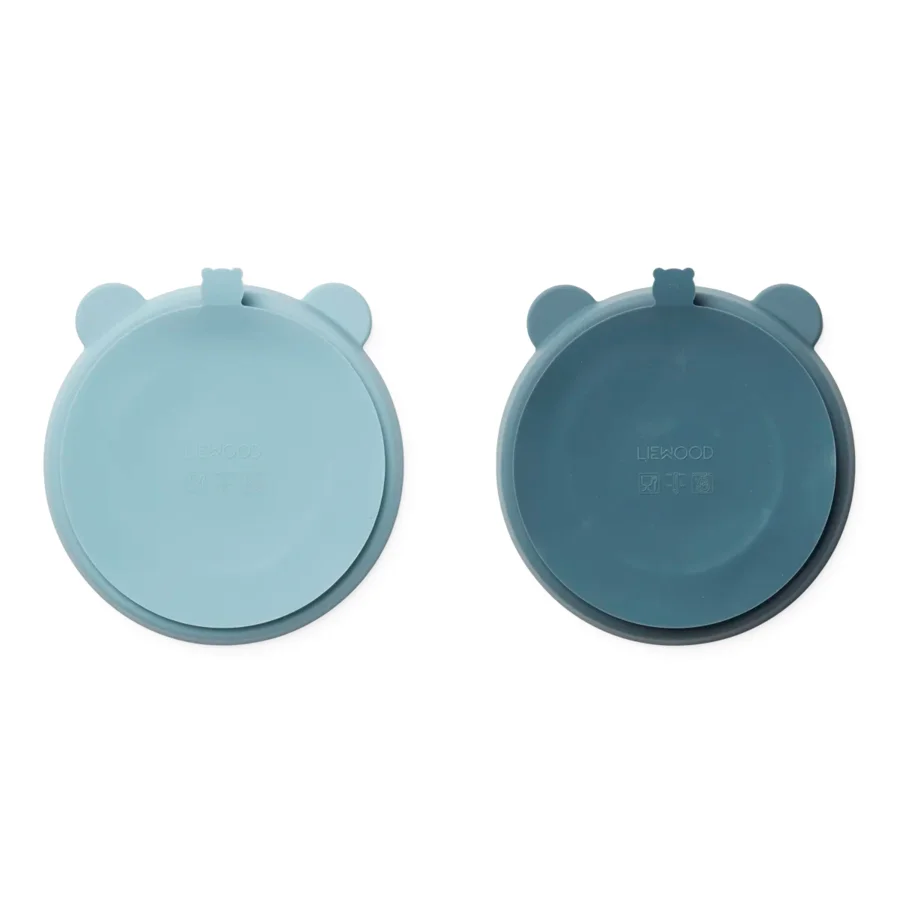 Liewood rumopdelt silikone tallerken 2-pak, sea blue/whale blue