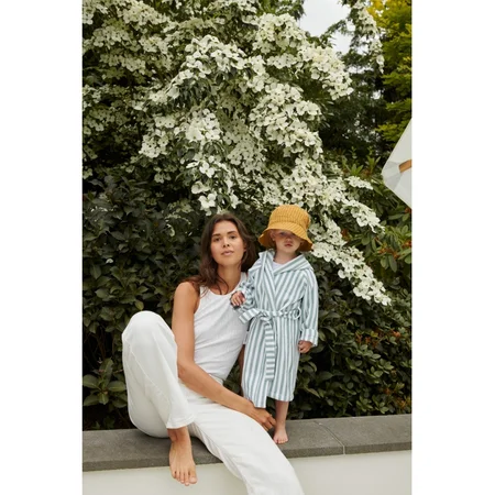 Liewood waffle badekåbe, strib - peppermint/white