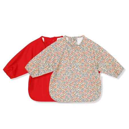 Konges Sløjd 2-pak forklæde m.ærmer, champ bleu/barbados cherry