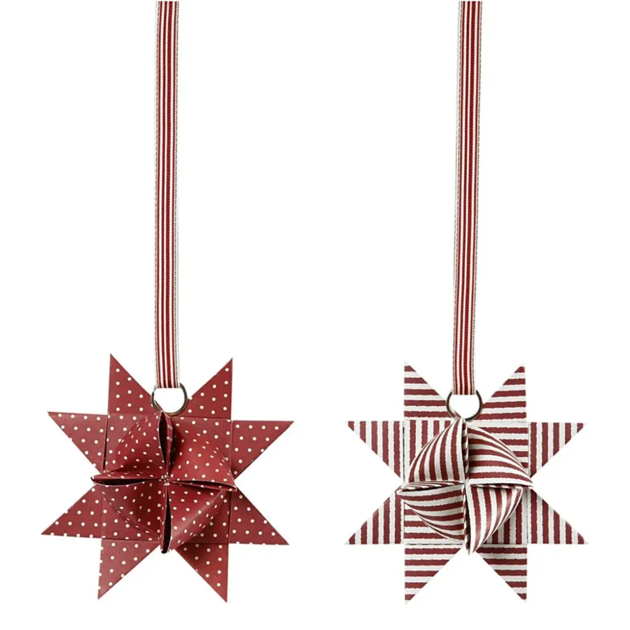 Stjernestrimler, rød/hvid