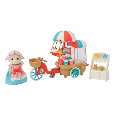 Sylvanian Families, cykel m. popcornvogn og mor får