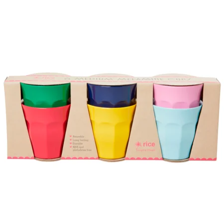 Rice melaminkopper, 6 stk medium - multi