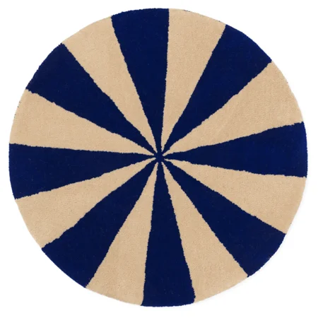 Ferm Living tufted tæppe Ø130 cm, Arch - Bright Blue/Off White