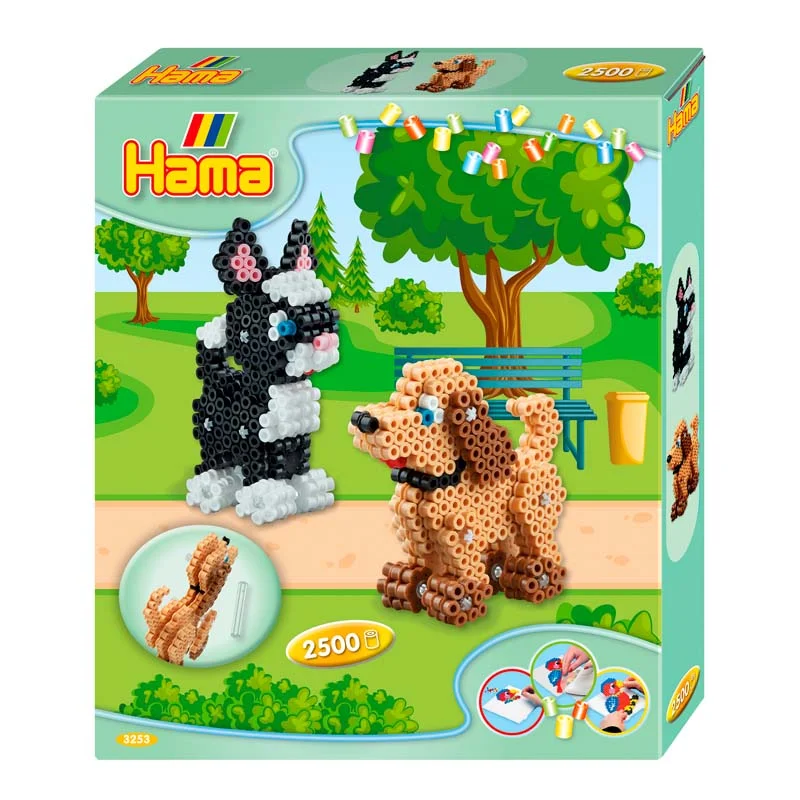 Hama gaveæske, midi perler - 3D hund og kat