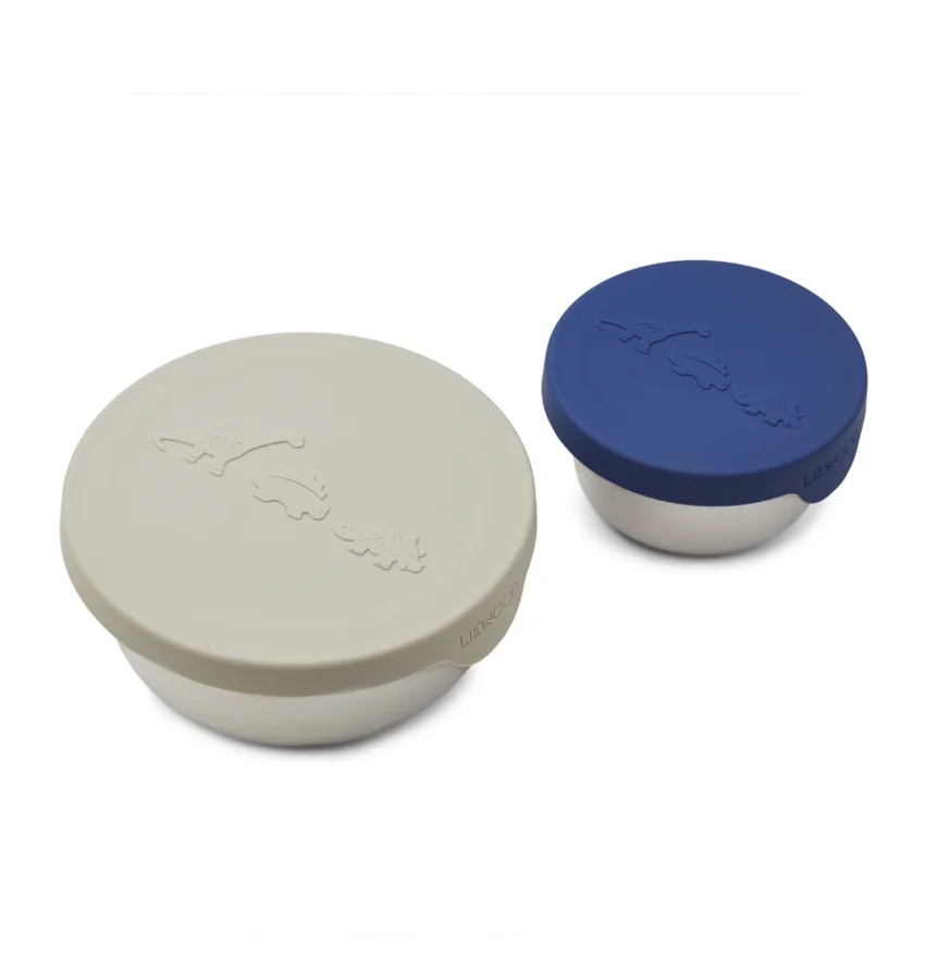 Liewood 2-pak dino snackbokse, Mist/Surf Blue