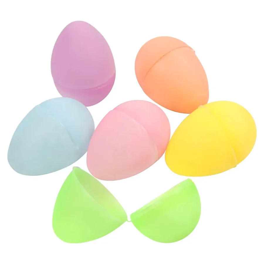 Farvede plastæg to-delt, 12 stk 6 cm