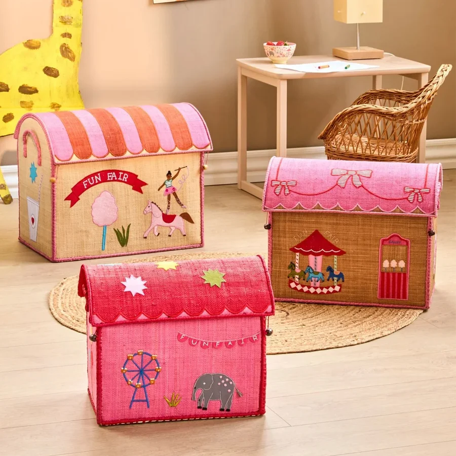 Rice Opbevaringskurv, Pink Fun Fair - Mellem