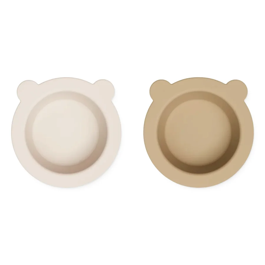 Liewood 2-pak silikone skål, sandy/oat